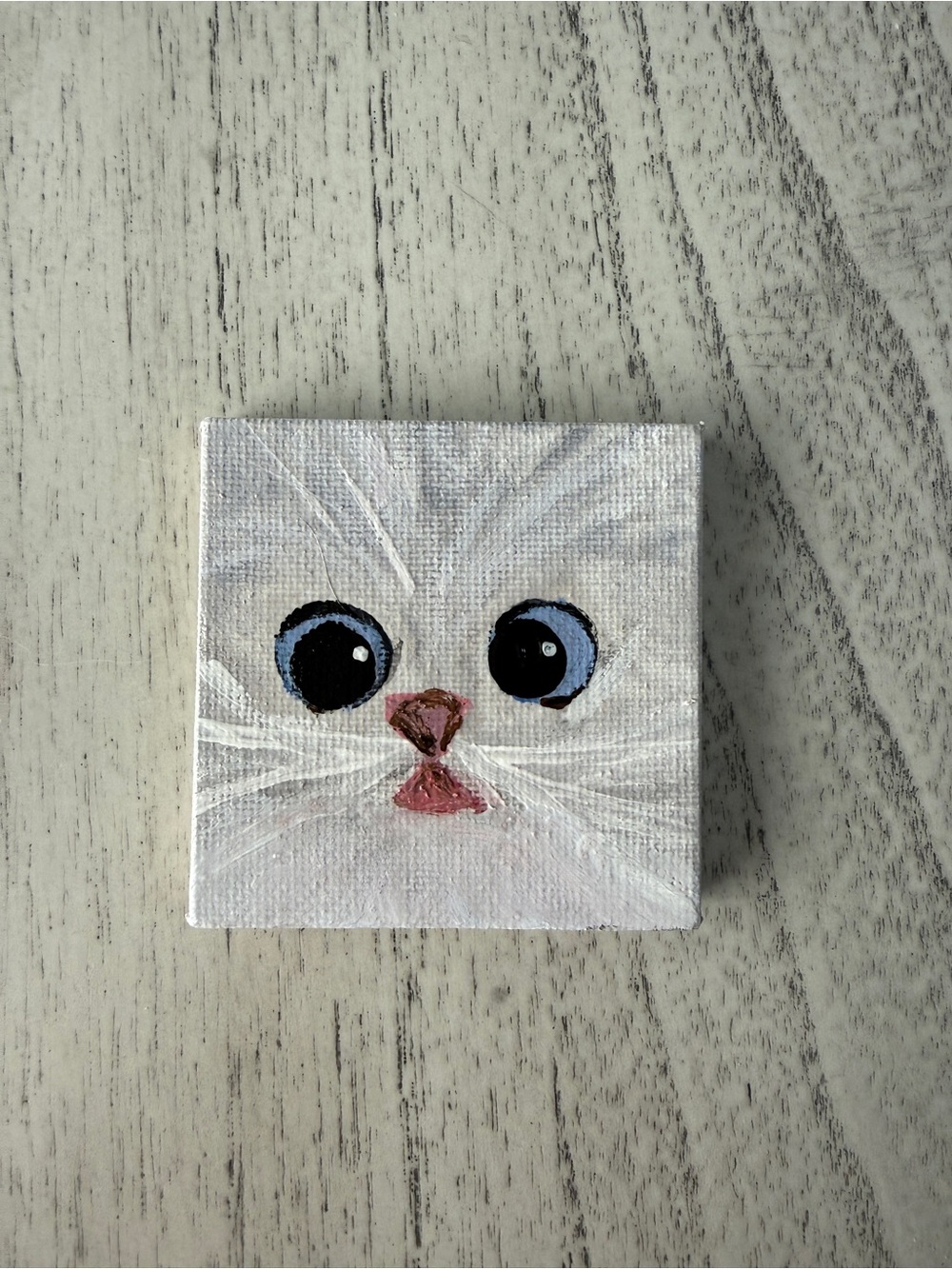 Mini White Cat Face Painting with Blue Eyes